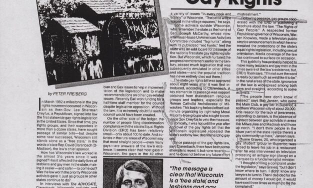 Advocate articles, 1985 (Box 5, 21)