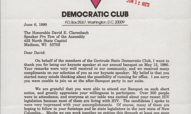 Gertrude Stein Democratic Club speech, 1990 (Box 6, 12)