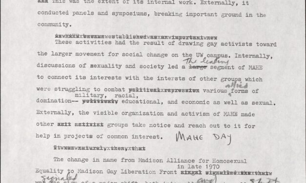 Madison Gay and Lesbian Resource Center merger, undated (Box 6, 1)
