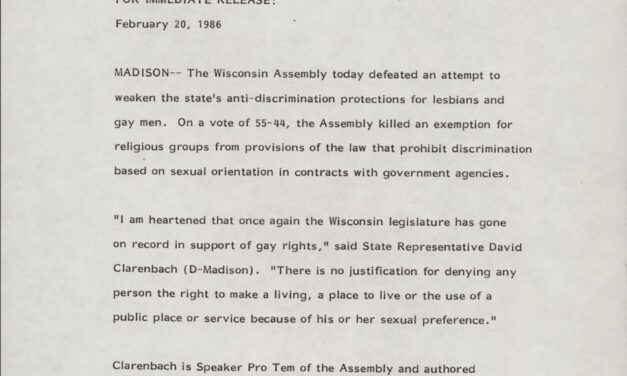 Press release, 1986 (Box 6, 18)