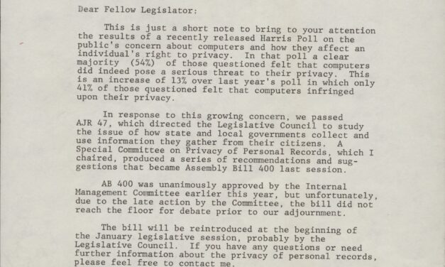 Privacy of Personal Records Special Committee: Special Committee Legislation, 1976-1979, 1983 (Box 10, 16)